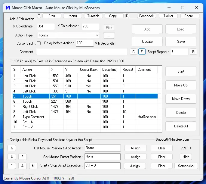 Screenshot of Mouse Clicking Software to create Mouse Clicking Macro