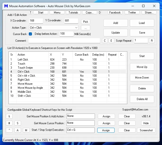 Screenshot of Macro Script to Automate Mouse Click, Mouse Movement, Mouse Dragging, etc.