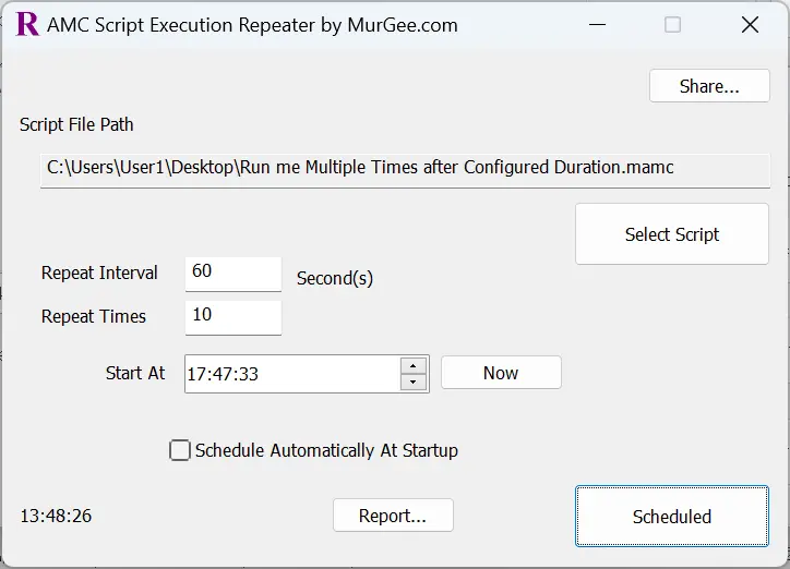 Script Execution Repeater for Auto Mouse Click by MurGee.com