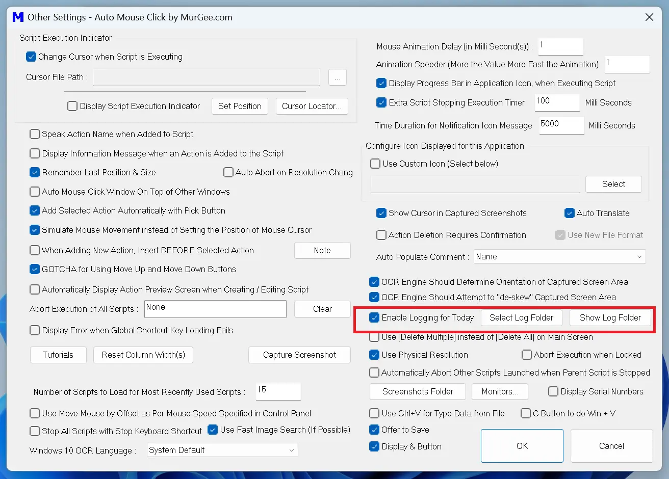 Optionally Enable Logging from Other Settings